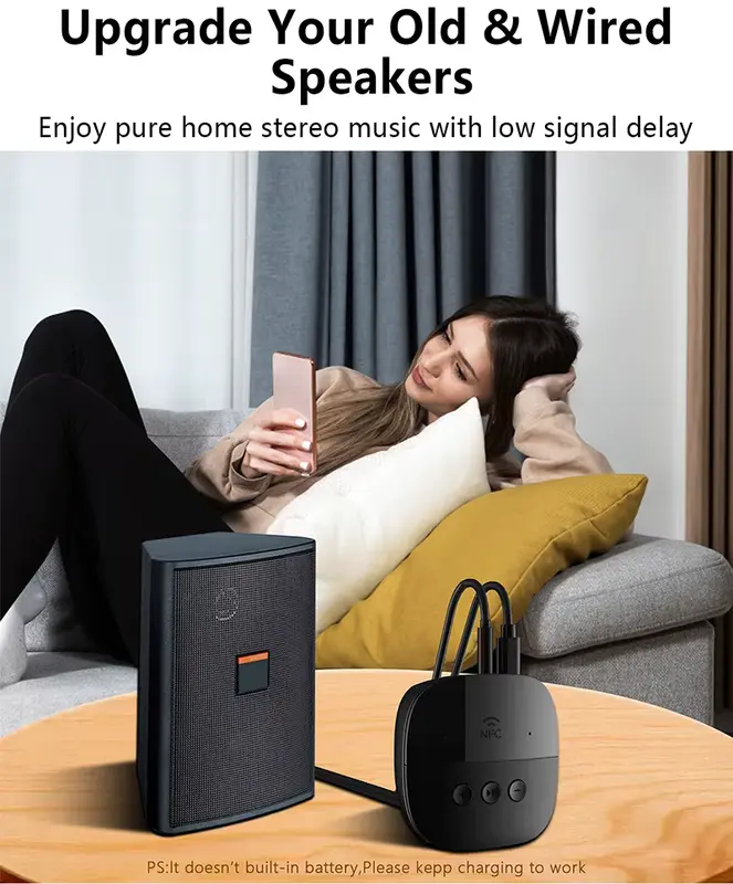 גב שלט Bluetooth 5.2 Audio Receiver RCA 3.5mm AUX USB Stereo NFC Wireless Adapter U-Disk/TF Card With Mic For Car Kit Speaker Amplifier