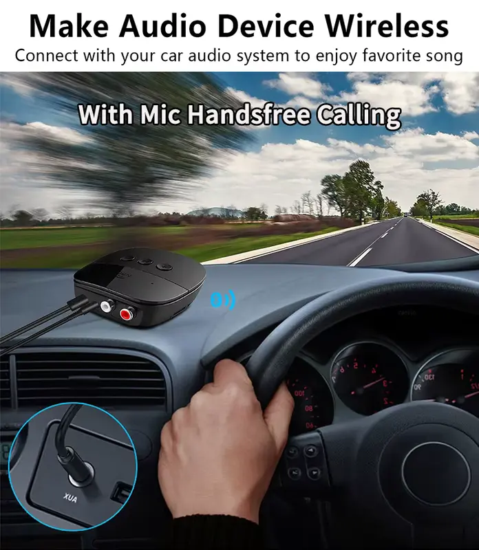 תקריב כפתורים Bluetooth 5.2 Audio Receiver RCA 3.5mm AUX USB Stereo NFC Wireless Adapter U-Disk/TF Card With Mic For Car Kit Speaker Amplifier
