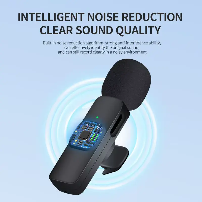 Wireless Lavalier Microphone Mini Portable Noise Reduction For Live Broadcast Gaming Audio Video Recording For Iphone Android
