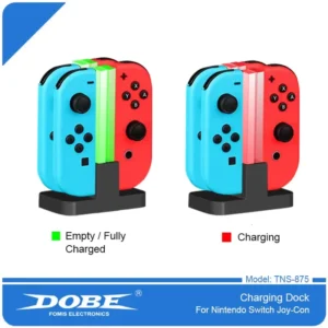 עמדת טעינה לשלטי נינטנדו סוויץ' (Joy-Con) ל-4 שלטים – דגם DOBE היוקרתי (שנה אחריות)