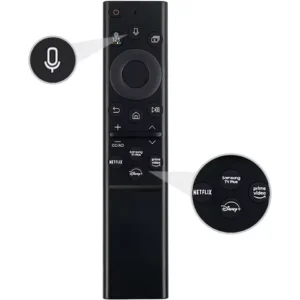 שלט לטלויזיה סמסונג סולארי נטען מיקרופון usb-c תואם 3 חודשי אחריות 1385A דק וצר כפתורי נטפליקס דיסני אמזון סמסונג TV